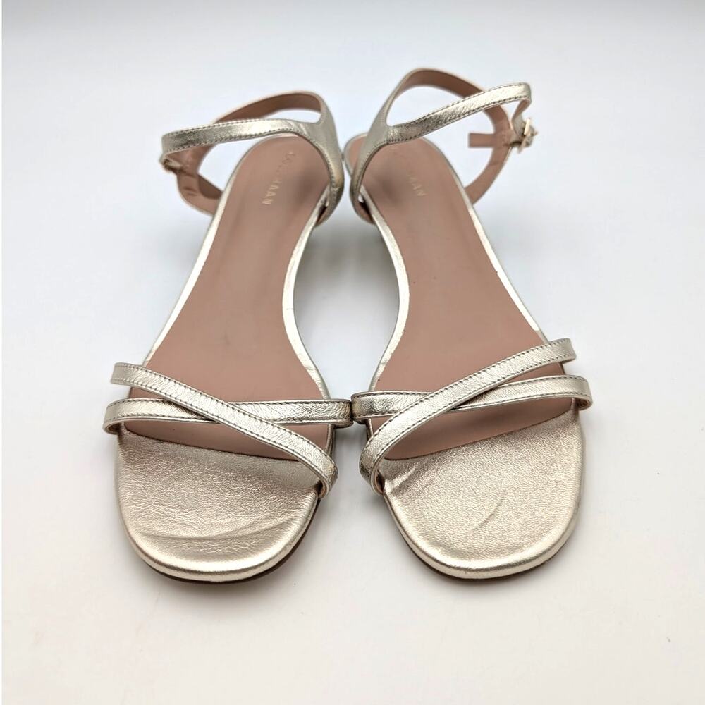 Cole Haan Leni Kitten Heel Sandals Women's Soft Gold Leather Size US8B EU38.5 - Picture 2 of 11